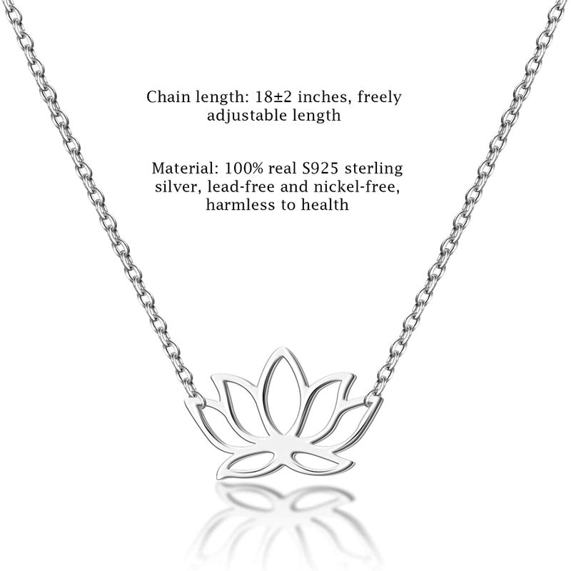 HolyFast S925 Sterling Silver Dainty Lotus Necklace Yoga Pendant Necklace Friend Birthday Gift Women Jewelry - Image 4